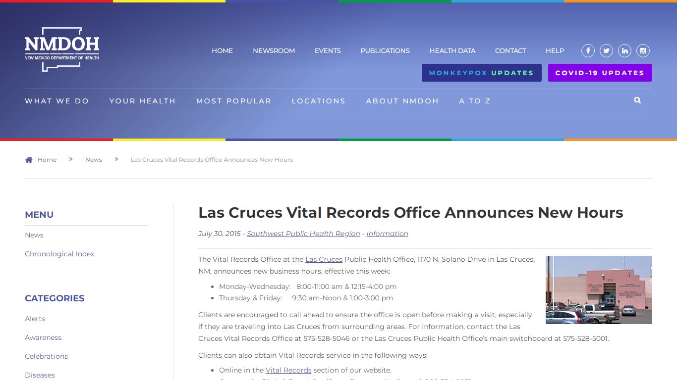 Las Cruces Vital Records Office Announces New Hours